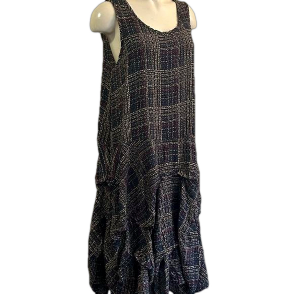 COMFY USA crinkled sleeveless dress SMALL (oversized) Made in USA